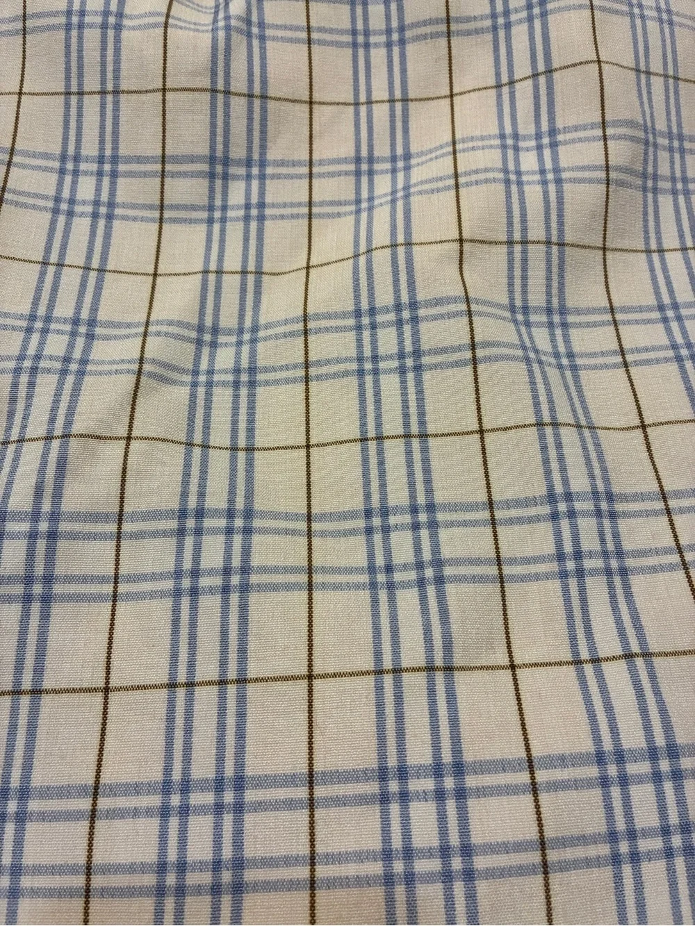 Sleeveless Plaid A-Line Dress in Cream and Light Blue Size Medium